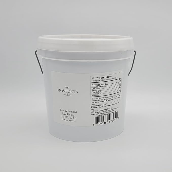 12lb Raw Honey - Pure and strained - 12 lb Honey Pail - 1 gallon bucket - Wholesale Bulk. Baker's. Industry. Light Amber 12 pound Multifloral