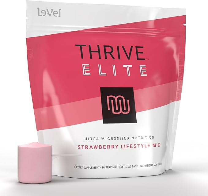 Thrive Elite Protein Shake | Gluten-Free, Protein Blend with BCAAs, Probiotics & Enzymes | 16 Serving - Scoop Serves, Strawberry
