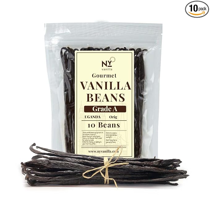 10 Whole Vanilla Beans Grade A+, Premium Bulk Vanilla Bean Pods For Making VanillaExtract and Baking, 6-8 Inches, Non GMO. by NYVanilla