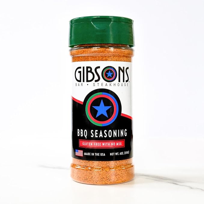 Gibsons Steakhouse BBQ Seasoning (6 Ounce Jar) – Original Cooking & Grilling Blend of Spices & Seasonings (Salt, Paprika, Brown & White Sugar, Garlic, & Onion) - No MSG & Gluten Free