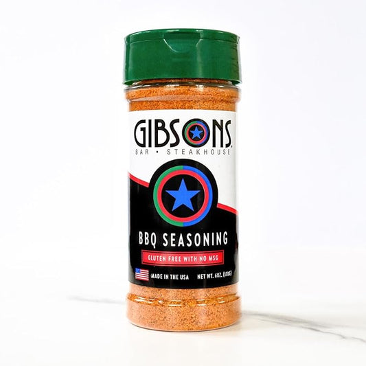 Gibsons Steakhouse BBQ Seasoning (6 Ounce Jar) – Original Cooking & Grilling Blend of Spices & Seasonings (Salt, Paprika, Brown & White Sugar, Garlic, & Onion) - No MSG & Gluten Free