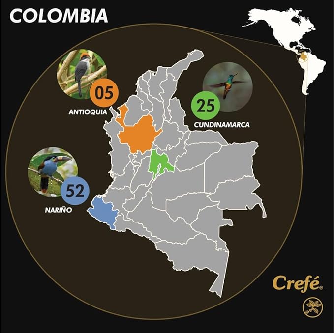 Crefé 100% Colombian Specialty Instant Coffee. 8 packets make 8 cups (8 FL OZ each). Region of Origin: Cundinamarca. Medium Dark Roast. Mild, Not Strong