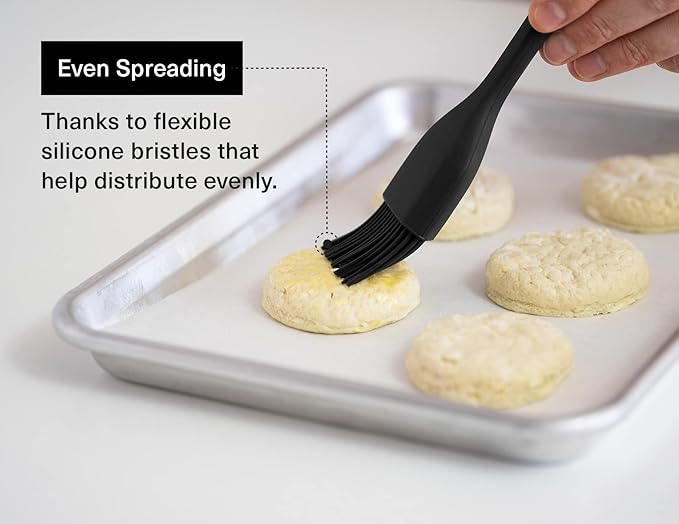 Misen Silicone Basting Brush – Dishwasher Safe, Heat-Resistant Pastry Brush – Ideal for Grilling, Baking, and Applying Sauces and Oils – High-Grade Silicone Coating - 12.4" Black