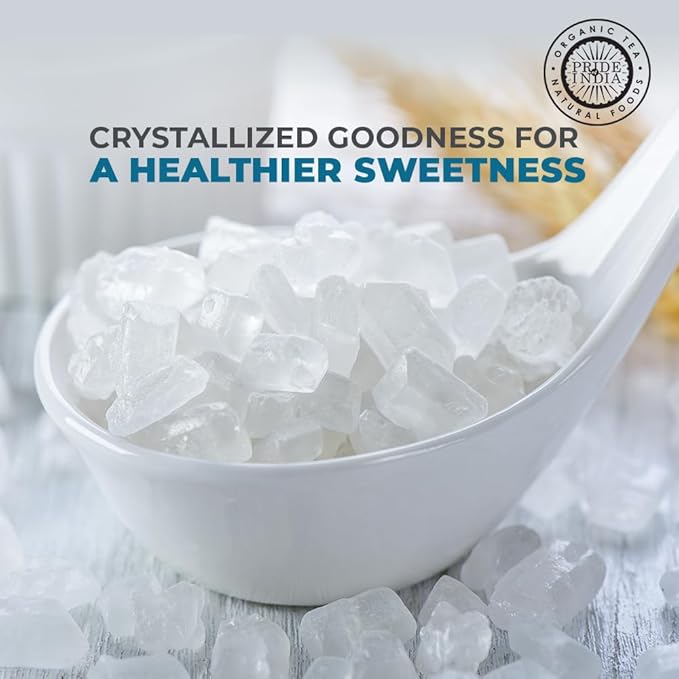 Pride Of India - Natural Crystal Rock Sugar Whole - 12 oz (340 gm) Medium Dual Sifter Jar - Authentic Indian Sugar Crystals - Used to Sweeten Milk or Tea - Offers Best Value for Money