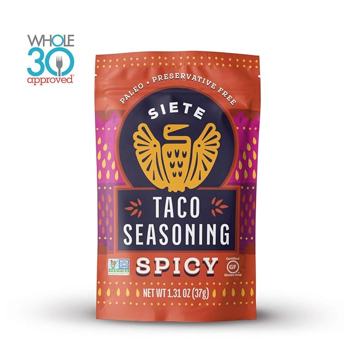 Siete Taco Seasoning Mix Pack | Gluten Free | Vegan | Paleo | Preservative Free | Whole 30 Approved | 3 Mild, 3 Spicy (6 Packets)