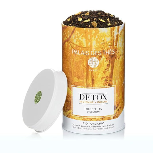 Palais des Th챕s - Organic Indian Wellness Black Tea for Digestion with Turmeric, Holy Basil, and Lemon - 3.5oz Loose Leaf Metal Gift Tin