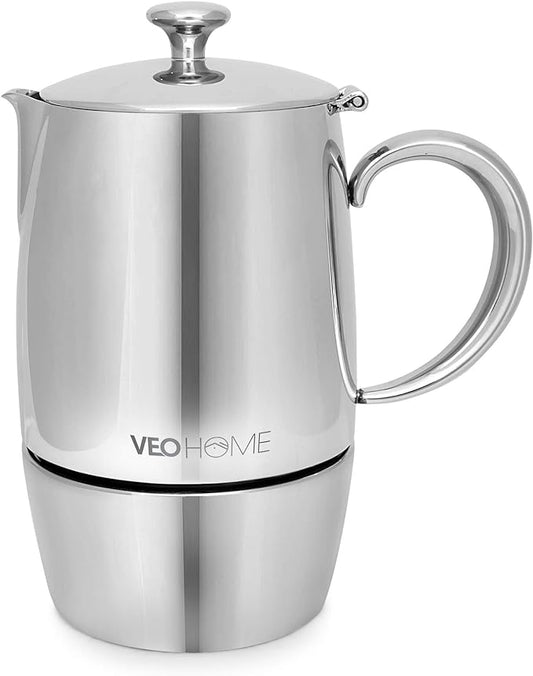 VeoHome Stovetop Espresso Coffee Maker - l Multi-Stove Stainless Steel Induction Moka Pot (300 mL)