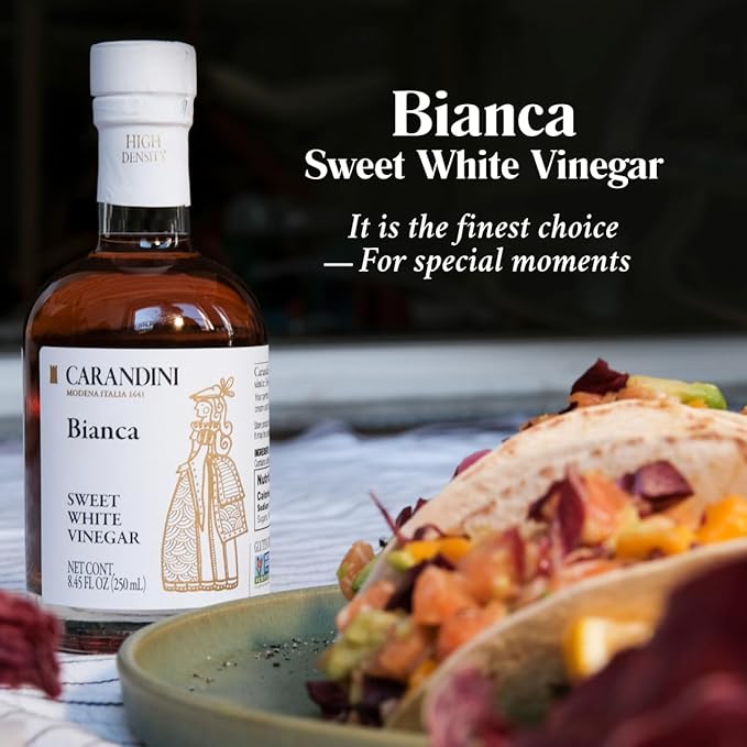 Carandini Bianca Sweet White Vinegar, Gluten-Free, Gourmet Italian White Condiment Made in Italy - 8.45 fl oz (Pack of 2)