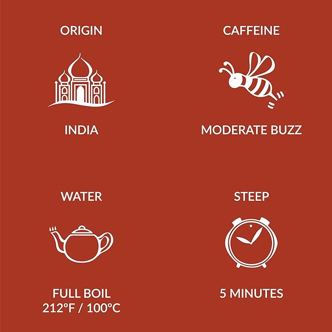 Two Leaves and a Bud Organic Mountain High Chai Tea Bags, Whole Leaf Black Tea and Spices in Compostable Sachets, Add Milk and Sweetener or Drink Plain, 15 Count (Pack of 6)