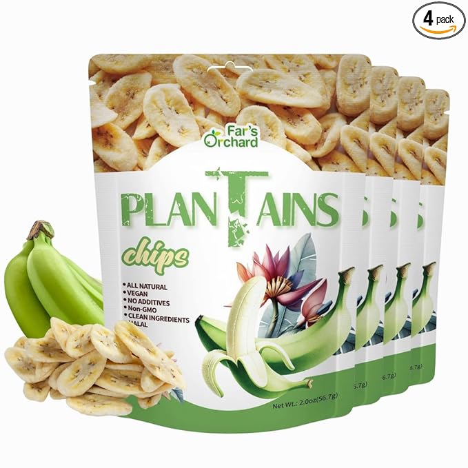 Far???츾rchard Plantain?츮hips ??4?츿ack (2?칚z Resealable Bags) ??Crunchy Banana Style Snack, Vegan, Non GMO, Gluten?츴ree, No Additives