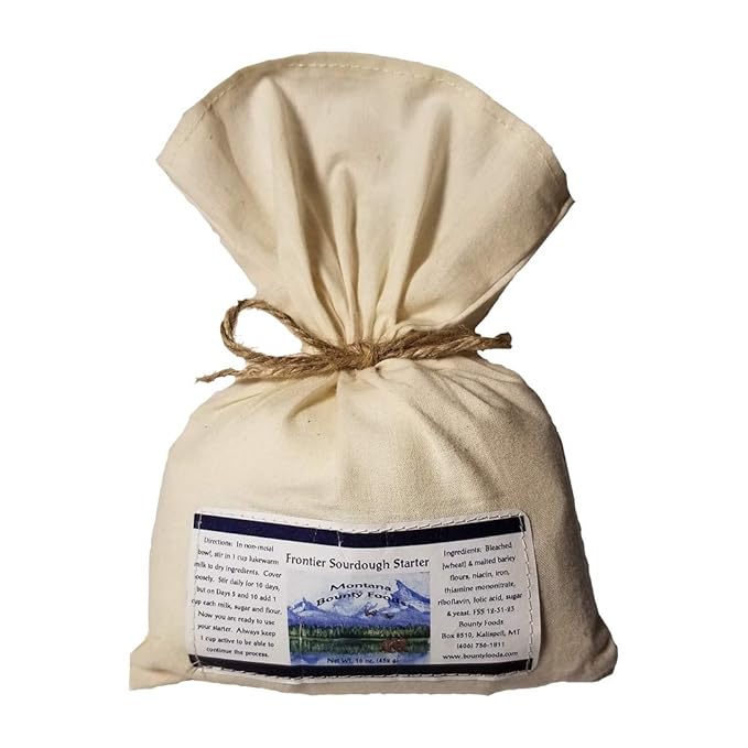 Bounty Foods Montana Sourdough Starter Set ??16 oz Artisan Bread Kit in Western-Style Burlap Bag ??Wild Yeast Culture for Real Rustic Sourdough ??Pioneer-Style Baking from the American West