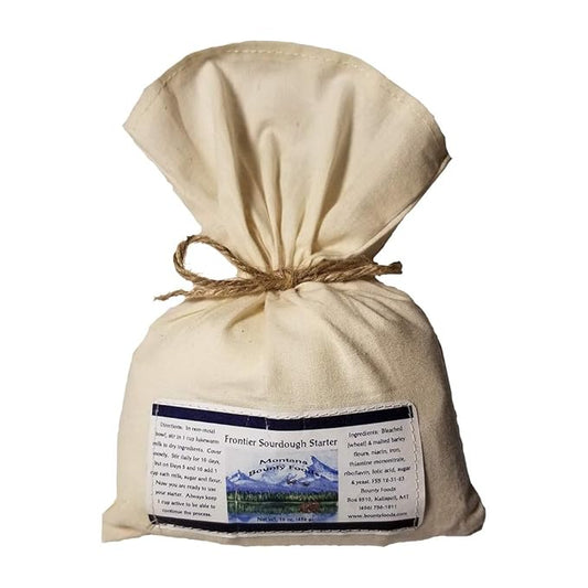Bounty Foods Montana Sourdough Starter Set ??16 oz Artisan Bread Kit in Western-Style Burlap Bag ??Wild Yeast Culture for Real Rustic Sourdough ??Pioneer-Style Baking from the American West