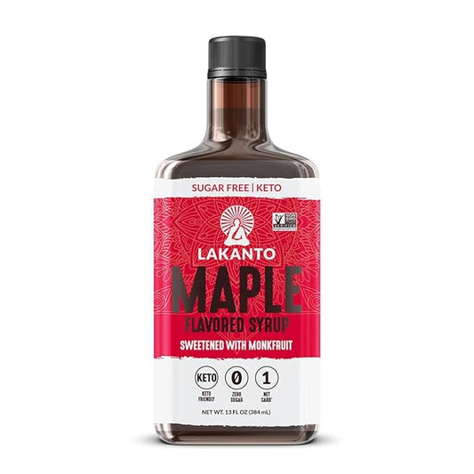 Lakanto Sugar Free Maple Syrup With Monk Fruit & Erythritol For Pancakes, Waffles, Oatmeal, Coffee, Tea, Granola, Frosting & Dressing, Zero Sugar, Keto, Vegan, Gluten Free, 1 G Net Carbs, 13 Fl Oz