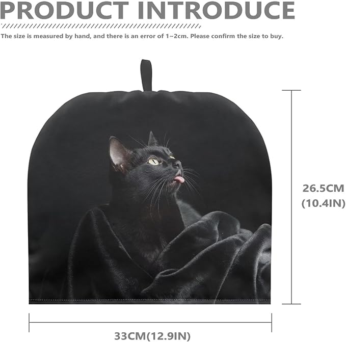Black Cat Pattern Cow Tea Cozy for Teapot Thanksgiving Day Customized Teapot Covers Dome Teapot Cover with Handle Dust Cover Kitchen Kettle Dust Cover Can Hung and Folded 竊뉰lack竊?"<div>