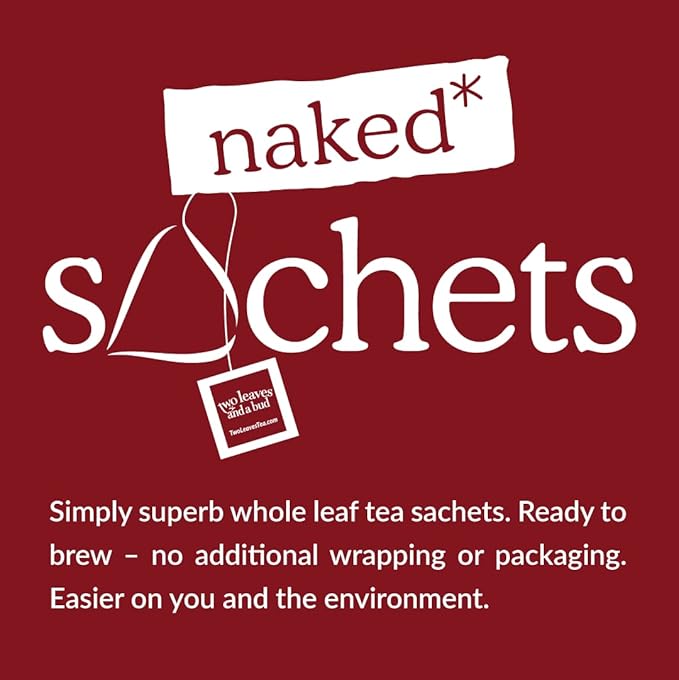 Two Leaves and a Bud Organic Assam - 50 Naked Tea Sachets, Whole Leaf Black Tea in Eco-Friendly Unwrapped Compostable Sachets, Resealable Bag, 50 Count (Pack of 1)