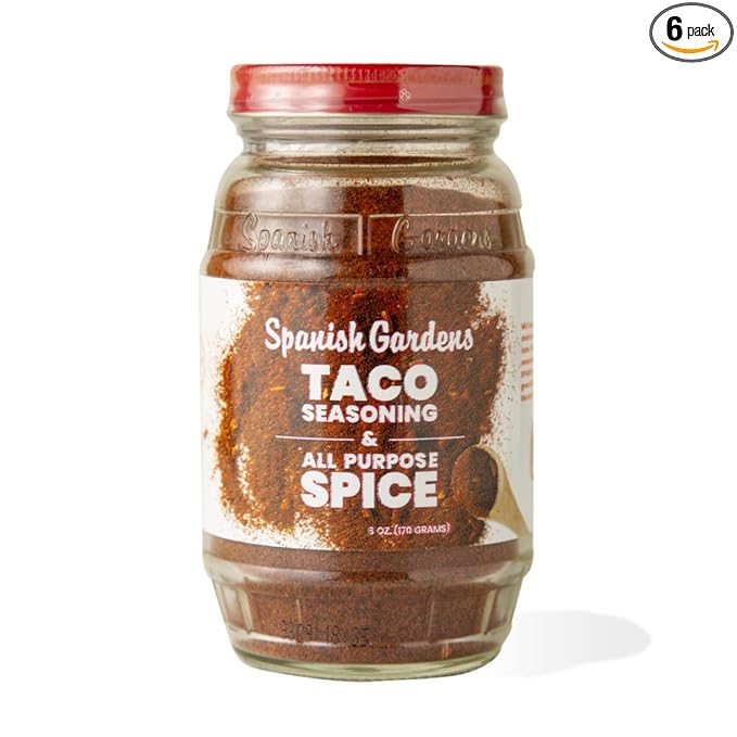 Spanish Gardens Taco Seasoning — All-Purpose Dry Seasoning for Authentic Mexican Food — Original Family Recipe for Tex Mex Food (6 Oz)
