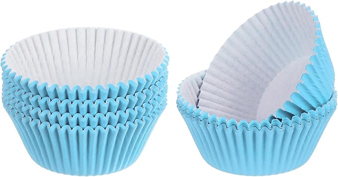 uxcell 300 Pcs Cupcake Liners, Muffins Paper Baking Cups Wrappers Standard Greaseproof for Baking Cupcake Wrapper, Sky Blue