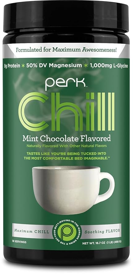 Perk Chill Mint Chocolate Flavored Drink Mix (18 Servings) - Gluten-Free, Peanut-Free