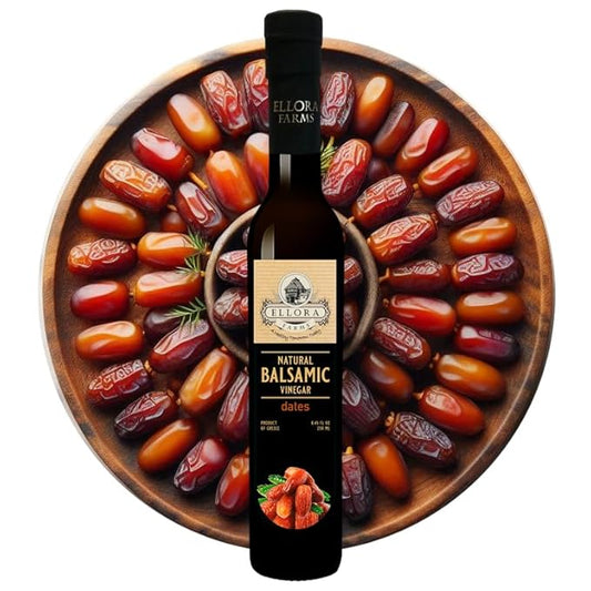 Ellora Farms, Date Balsamic Vinegar, Thick and creamy, Barrel aged, No-added sugar, Award Winning, Glass bottle, 8.45 oz., Pack of 1