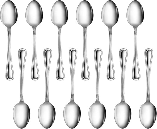New Star Foodservice 58208 Slimline Pattern, 18/0 Stainless Steel, Serving Spoon, 8.4-Inch, Set of 12
