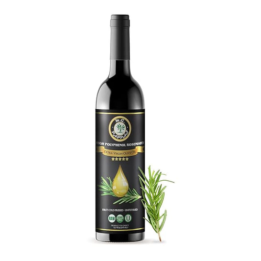 M.G. PAPPAS Rosemary Infused Olive Oil - High Polyphenol Rich Extra Virgin Olive Oil Unfiltered