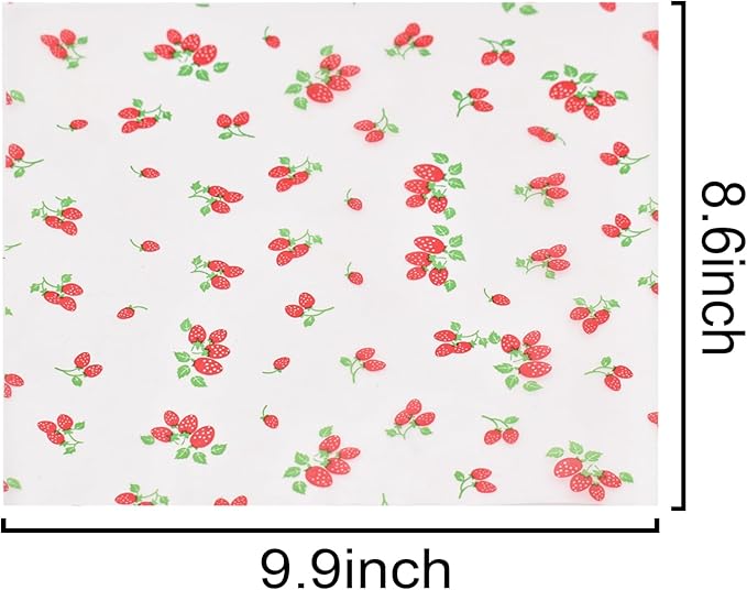 Wax Paper Sheets Disposable Food Wrapping Greaseproof Paper Food Candy Sandwich packing Liners Red Strawberry Pattern (100Sheets)