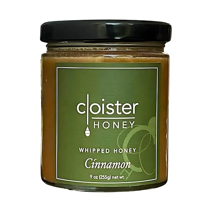 Cloister Honey Whipped Honey - Cinnamon (9 oz) | Hand Crafted | Raw Artisan Honey | 100% Pure, Raw & Unfiltered | All Natural | Made in USA |