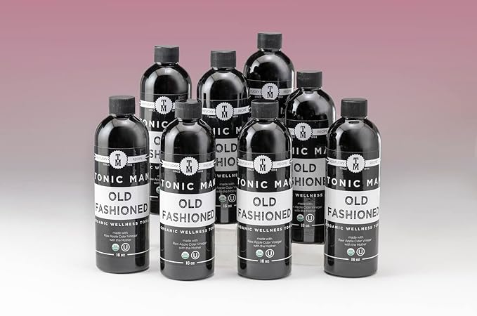 Tonic Man Old Fashioned Organic Wellness Herbal Tonic Made with Raw Apple Cider Vinegar Organic Herbs and Spices Energize Body | Immunity Booster Non-GMO 16oz Bottle (Pack of 8)