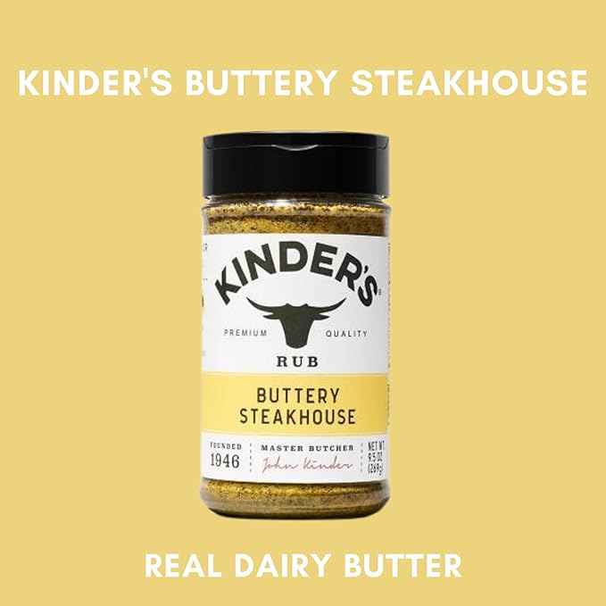 Kinder's Seasoning Duo Bundle: The Blend & Buttery Steakhouse - Two XL 9.5 and 10.5-ounce Bottles + 10 Recipe Ideas + Fridge Decal by FOXTAIL COLLECTIVE. Perfect for Grilling Meats & More, Gluten-Free & Non-GMO