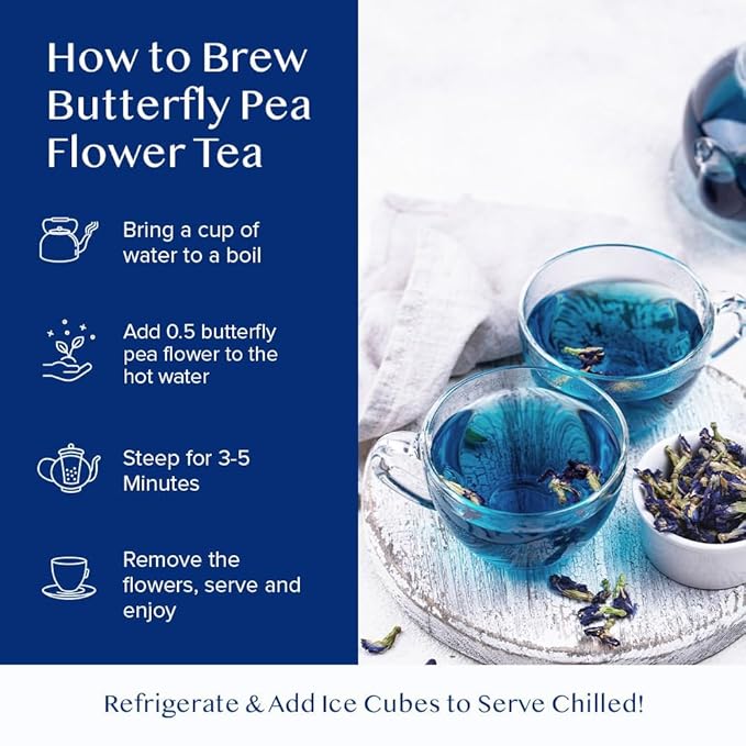 VAHDAM, Butterfly Pea Flower Tea (1.76oz) 100+ Cups | Delicate & Earthy | Vacuum Sealed for Freshness | Butterfly Pea Flower Loose Leaf | Brew Iced Tea, Cooking, Mocktails & Cocktails
