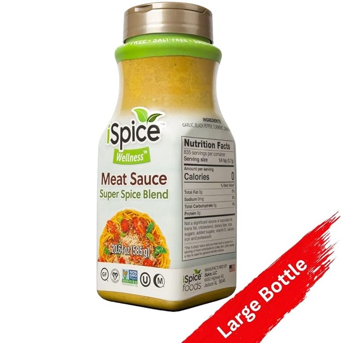 iSpice Blend | Meat Sauce Seasoning| Mixed Spice & Seasoning | Bulk Size, Restaurant Supply, Ready to use, Value Bottle | Halal | Kosher | 20.64 oz