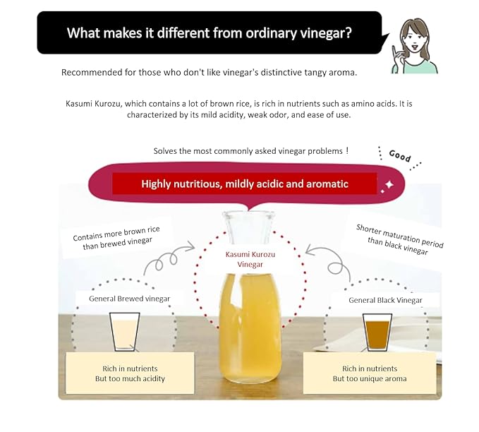 Kasumi Kurozu Vinegar 720ml (24.3oz), mild vinegar for drink & cooking, 100% brown rice, no additives, selected ingredients, amino acid