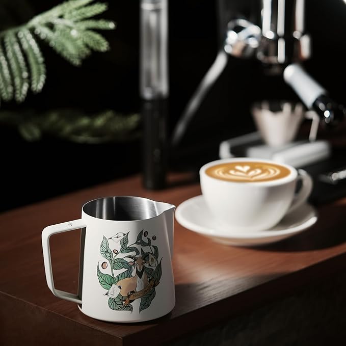 MHW-3BOMBER Espresso Steaming Pitcher Milk Frothing Pitcher Stainless Steel Milk Coffee Cappuccino Latte Art Barista Cup (Origin White, 20 Ounces) P5544