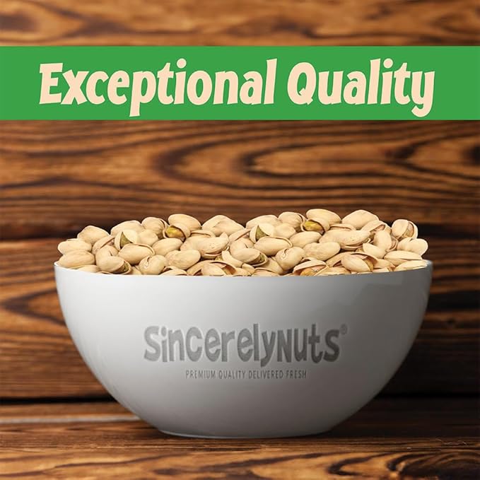 Sincerely Nuts Large Pistachios Roasted Salted in Shell 5LB Bag Healthy Snack Food Great for Cooking Source of Fiber, Protein, Vitamins Minerals Gourmet Flavor Kosher Gluten Free