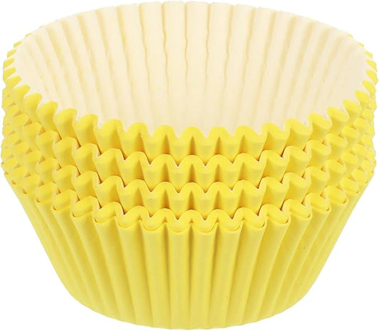 uxcell 100 Pcs Cupcake Liners, Muffins Paper Baking Cups Wrappers Standard Greaseproof for Baking Cupcake Wrapper, Yellow