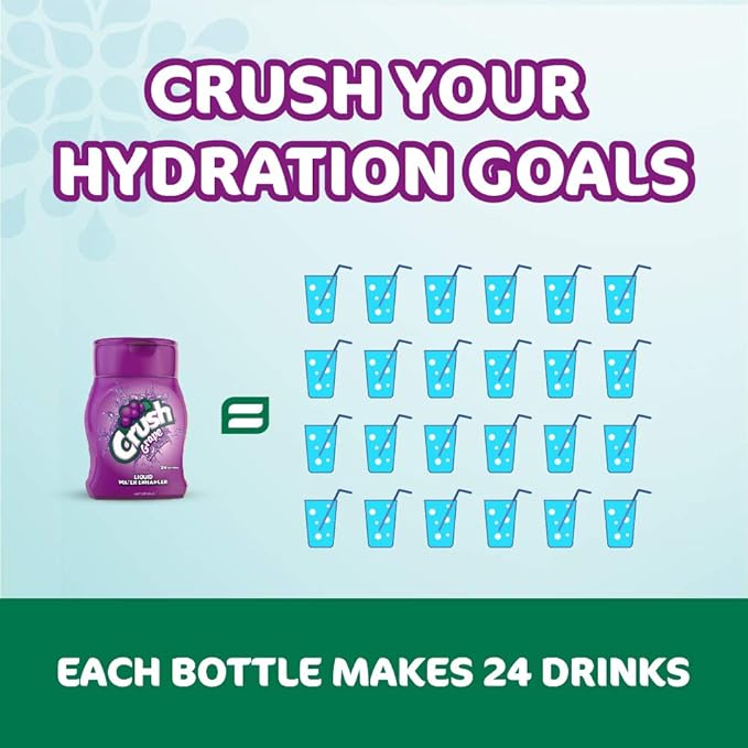 Crush, Grape, Liquid Water Enhancer ??New, Better Taste! (4 Bottles, Makes 96 Flavored Water Drinks) ??Sugar Free, Zero Calorie