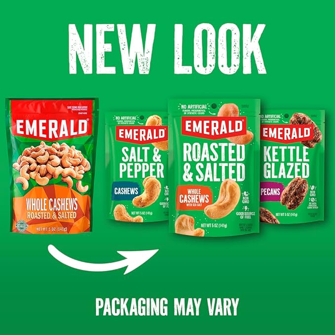 Emerald Nuts Salty Sweet Mixed Nuts (1-Pack), Features Kettle Glazed Peanuts, Almonds, Cashews, Kettle Glazed Walnuts, Kettle Glazed Pecans, 5.5oz Resealable Bag