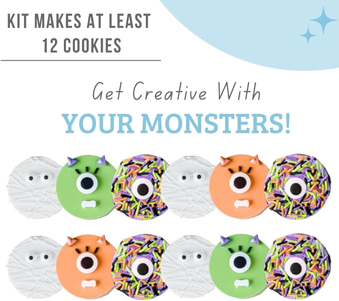Sweets Indeed Sandwich Cookie Decorating Kit ??Halloween DIY Set with Oreo Mold, Spooky Sprinkles, Candy Eyeballs, Monster Teeth & Piping Bags