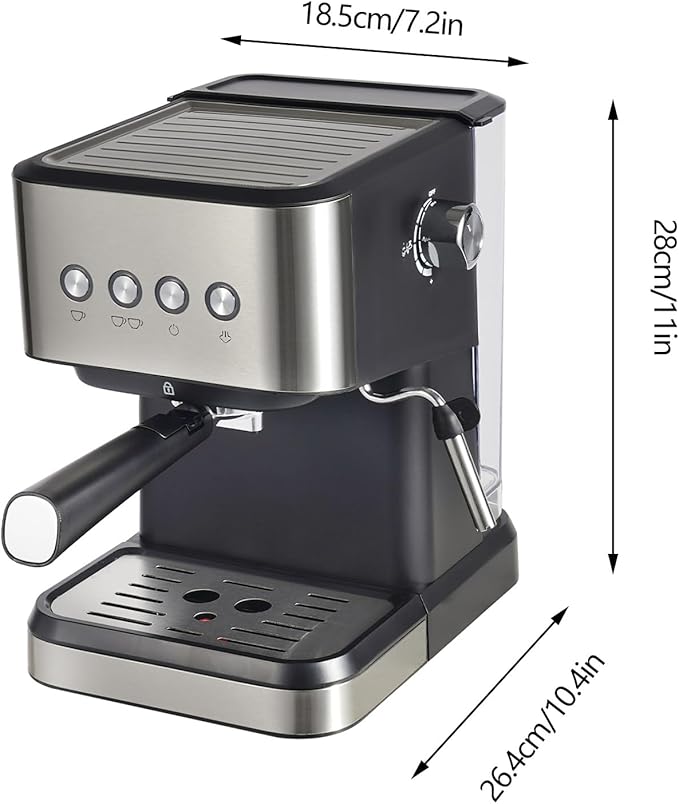 Espresso Coffee Machine, Semi Automatic Espresso Machine Single/Double Shot Espresso, Espresso Machine for Home&Barista, 50oz Removable Water Tank