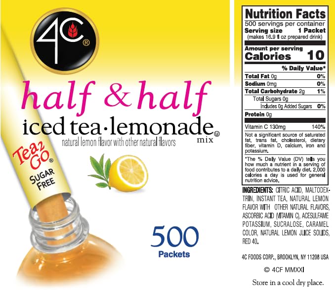 4C Powder Drink Stix, Half & Half 450 Count, Bulk Buy, Singles Stix, On the Go, Refreshing Water Flavorings, Value Pack