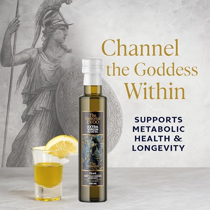 The Immortal Olive Oil | Premium Extra Virgin Olive Oil from Ancient Spanish Trees | High Polyphenol Content | Cold-Pressed | Third-Party Tested for Purity, 250ml