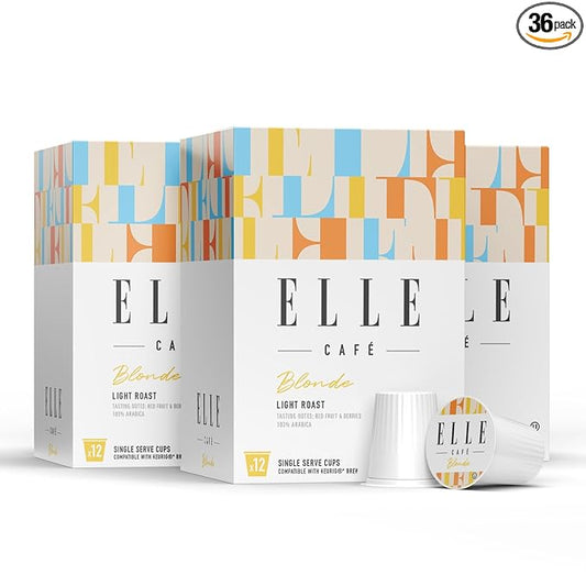 ELLE Café© Blonde Roast K-Cup Pods - 36 Count - 100% Arabica Coffee, Flavor Light Roast - Single-Serve Coffee Pods