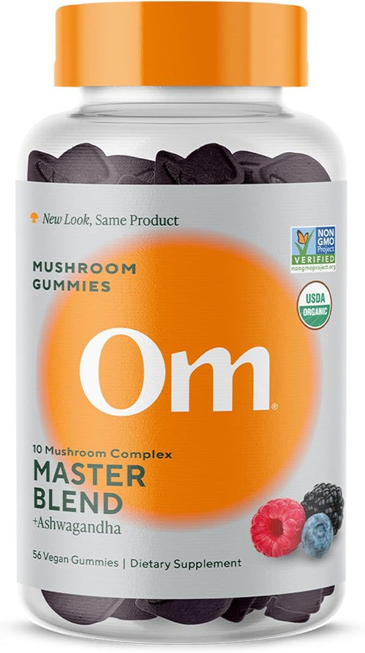 Om Master Blend Mushroom Gummies - Organic Mushroom Supplement with 10 Mushrooms and Ashwagandha