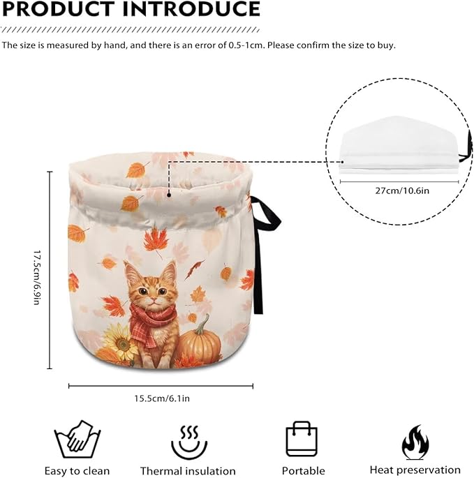 Cat Pumpkin Tea Cozies for Halloween Day Soft Tea Cozy for Teapot Insulated for Party,Extra Thick Reusable Teapot Insulation Cover Breakfast Warmer