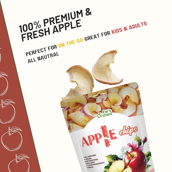 Far's Orchard Apple?츮hips ??4?츿ack (1.5?칚z Resealable Bags), Crunchy Dried Fruit Snack, Vegan, Non?멒MO, No Additives