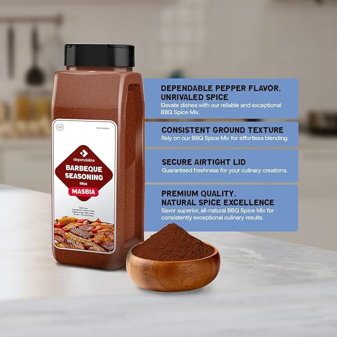 Dependable Food BBQ Spice Mix - 18 oz. Resealable Pouch - Non-GMO, Kosher – Perfect Blend for Grilling, Smoking, and Roasting