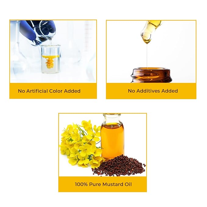 Nihar Naturals Kacchi Ghani Mustard Oil| Cold Pressed| 100% Pure Mustard Oil| For Skin, Hair Care & Body Massage| Enriched with Omega 3 & Natural Anti-Oxidants| 33.8 Fl.oz.