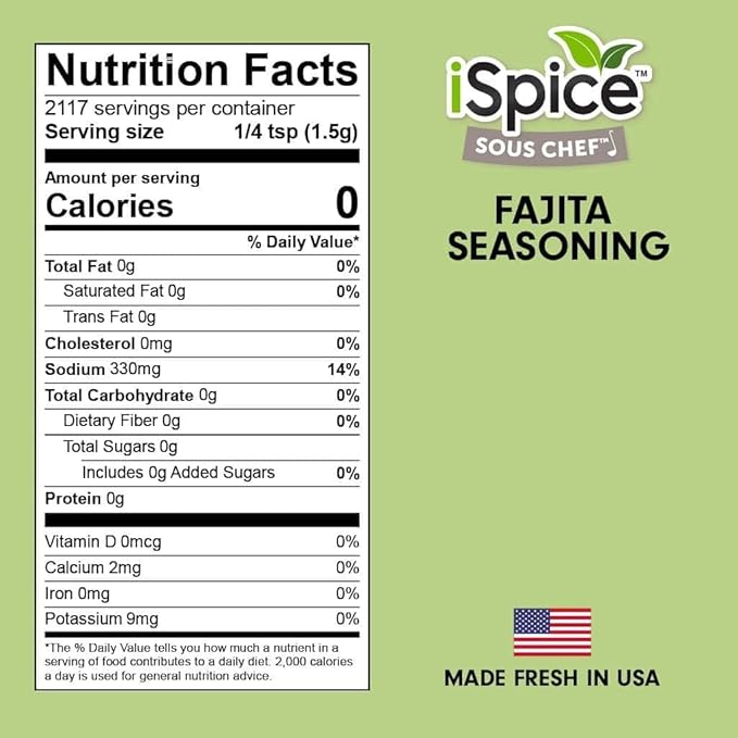 iSpice FAJITA SEASONING | All-Natural, Non-GMO, Gluten-Free, Keto friendly Seasoning | 10.2oz (289g)