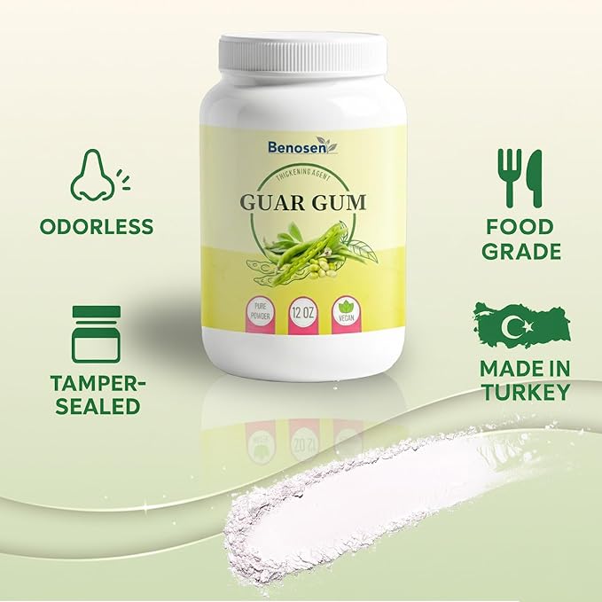 Benosen Guar Gum Powder 12 oz ??Food Grade Thickener & Stabilizer for Baking, Sauces, Ice Cream & Gluten-Free Recipes ??100% Pure Vegan ??Halal