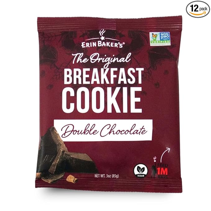 Erin Baker's Breakfast Cookies, Double Chocolate, Whole Grain, Non-GMO, 3 Ounce (Pack of 12)